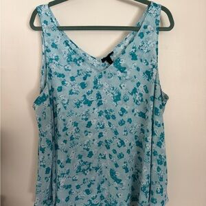 Floral Blue Sleeveless Top chiffon also purple and black